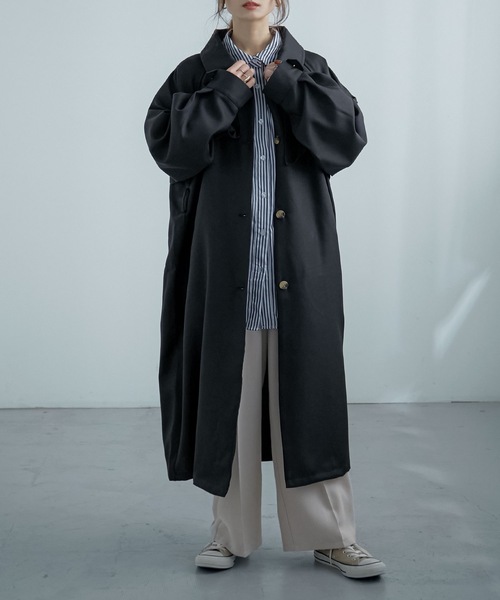 Fashion Letter（ファッションレター）の「ボリュームスリーブスタンドカラートレンチコート（トレンチコート・レディース・ブラック/ベージュ/ライトカーキ/アイボリー・M）」の14枚目の写真