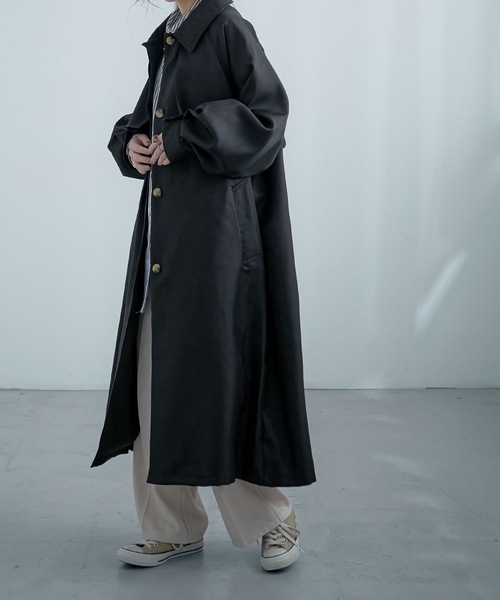 Fashion Letter（ファッションレター）の「ボリュームスリーブスタンドカラートレンチコート（トレンチコート・レディース・ブラック/ベージュ/ライトカーキ/アイボリー・M）」の19枚目の写真