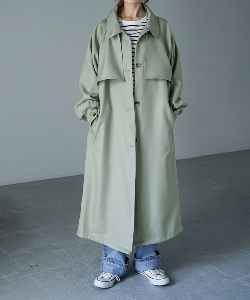Fashion Letter（ファッションレター）の「ボリュームスリーブスタンドカラートレンチコート（トレンチコート・レディース・ブラック/ベージュ/ライトカーキ/アイボリー・M）」の15枚目の写真