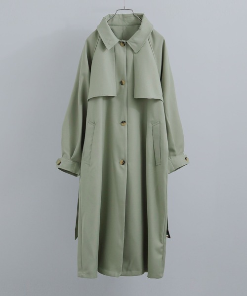 Fashion Letter（ファッションレター）の「ボリュームスリーブスタンドカラートレンチコート（トレンチコート・レディース・ブラック/ベージュ/ライトカーキ/アイボリー・M）」の21枚目の写真