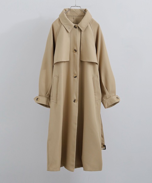 Fashion Letter（ファッションレター）の「ボリュームスリーブスタンドカラートレンチコート（トレンチコート・レディース・ブラック/ベージュ/ライトカーキ/アイボリー・M）」の16枚目の写真