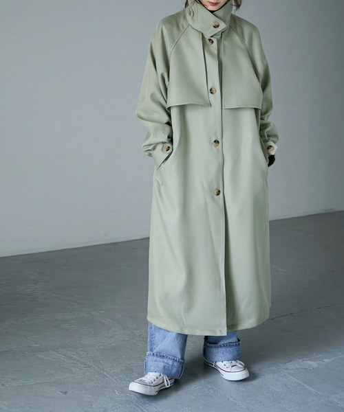 Fashion Letter（ファッションレター）の「ボリュームスリーブスタンドカラートレンチコート（トレンチコート・レディース・ブラック/ベージュ/ライトカーキ/アイボリー・M）」の5枚目の写真