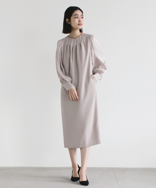 kaene（カエン）の「ネックタックデザインドレス（ドレス・レディース・ブラック/ベージュ・38/36/34）」の6枚目の写真