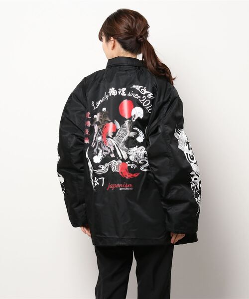 LONELY/論理（ロンリー）の「LONELY(論理)/ロンリー/SOUVENIR NYLON COACH JACKET/スーベニア コーチジャケット（ブルゾン・レディース・ブラック/グリーン・X-LARGE）」の6枚目の写真