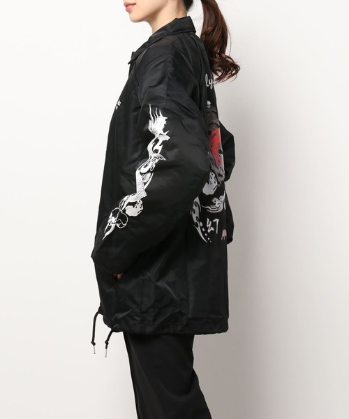 LONELY/論理（ロンリー）の「LONELY(論理)/ロンリー/SOUVENIR NYLON COACH JACKET/スーベニア コーチジャケット（ブルゾン・レディース・ブラック/グリーン・X-LARGE）」の11枚目の写真