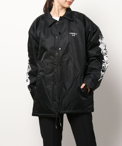 LONELY/論理（ロンリー）の「LONELY(論理)/ロンリー/SOUVENIR NYLON COACH JACKET/スーベニア コーチジャケット（ブルゾン・レディース・ブラック/グリーン・X-LARGE）」の9枚目の写真