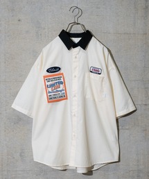 Limited Line Naive Magic | 【a】TCツイルワッペンクレリックワークシャツ　半袖(シャツ/ブラウス)