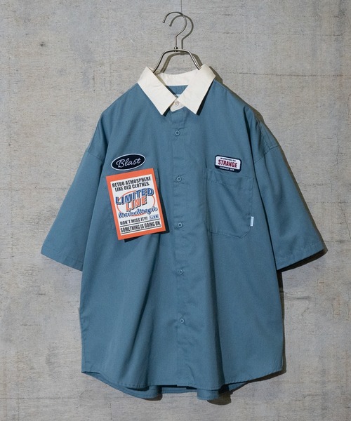 Limited Line Naive Magic（リミテッドラインナイーブマジック）の「【a】TCツイルワッペンクレリックワークシャツ　半袖（シャツ/ブラウス・メンズ・ホワイト/ブラック/サックスブルー/グリーン/その他・MEDIUM/LARGE）」の4枚目の写真