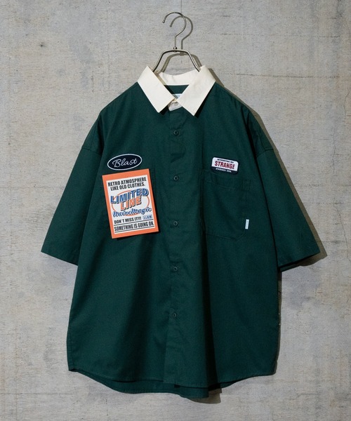 Limited Line Naive Magic（リミテッドラインナイーブマジック）の「【a】TCツイルワッペンクレリックワークシャツ　半袖（シャツ/ブラウス・メンズ・ホワイト/ブラック/サックスブルー/グリーン/その他・MEDIUM/LARGE）」の3枚目の写真