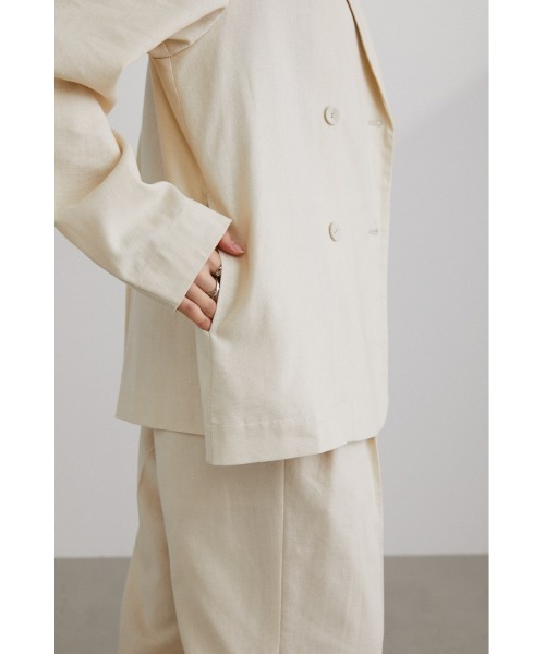 STYLEMIXER（スタイルミキサー）の「リネンダブルテーラードジャケット（その他アウター・レディース・ダークネイビー/ライトグリーン/ライトベージュ・FREE）」の10枚目の写真