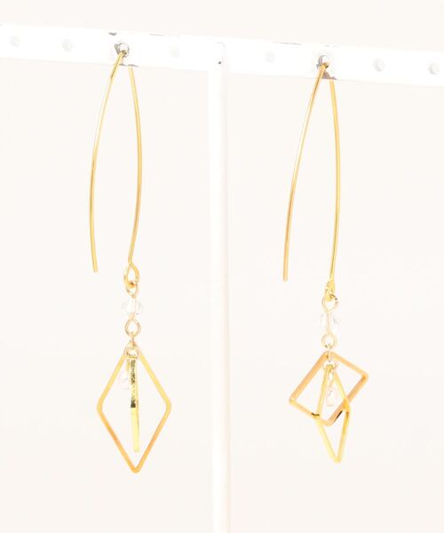 tone(トーン)の「【CosmicForest】Double diamond hoop ピアス(ピアス(両耳用)・レディース・ゴールド・FREE)」の2枚目の写真