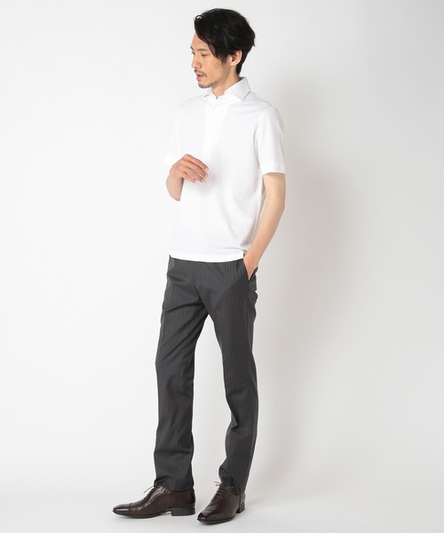 CROWDED CLOSET（クラウデッドクローゼット）の「サッカーニットポロシャツ（ポロシャツ・メンズ・ホワイト/ネイビー/サックスブルー・02/03/04）」の12枚目の写真