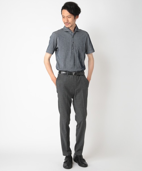 CROWDED CLOSET（クラウデッドクローゼット）の「サッカーニットポロシャツ（ポロシャツ・メンズ・ホワイト/ネイビー/サックスブルー・02/03/04）」の14枚目の写真