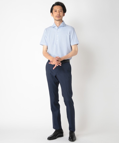 CROWDED CLOSET（クラウデッドクローゼット）の「サッカーニットポロシャツ（ポロシャツ・メンズ・ホワイト/ネイビー/サックスブルー・02/03/04）」の13枚目の写真