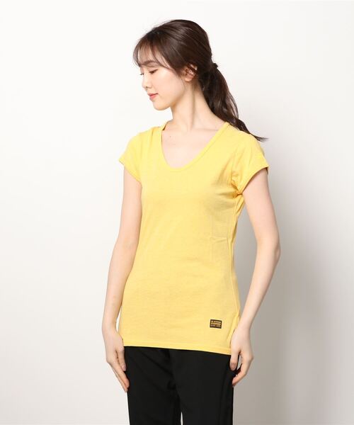 G-STAR(ジースター)の「CORE EYBEN SLIM TOP/ワンポイントロゴ(Tシャツ/カットソー・レディース・イエロー・X-SMALL/MEDIUM/SMALL)」の7枚目の写真