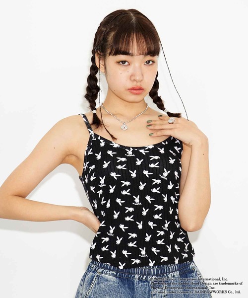 X-girl（エックスガール）の「Playboy × X-girl CAMISOLE（キャミソール・レディース・ライトブルー/ブラック・M/S）」の9枚目の写真
