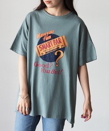 SMART BAR コットンプリントTシャツ/前後差ビッグTシャツ