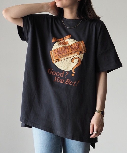 Riberry(リベリー)の「SMART BAR コットンプリントTシャツ/前後差ビッグTシャツ(Tシャツ/カットソー・レディース・スミクロ/ラベンダー/オフホワイト/グリーン/ブルー・FREE)」の6枚目の写真