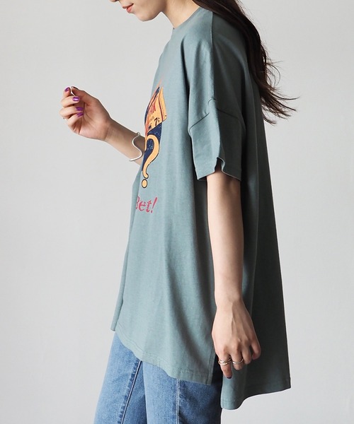 Riberry(リベリー)の「SMART BAR コットンプリントTシャツ/前後差ビッグTシャツ(Tシャツ/カットソー・レディース・スミクロ/ラベンダー/オフホワイト/グリーン/ブルー・FREE)」の13枚目の写真