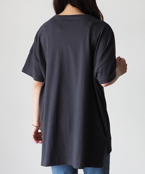 Riberry(リベリー)の「SMART BAR コットンプリントTシャツ/前後差ビッグTシャツ(Tシャツ/カットソー・レディース・スミクロ/ラベンダー/オフホワイト/グリーン/ブルー・FREE)」の22枚目の写真