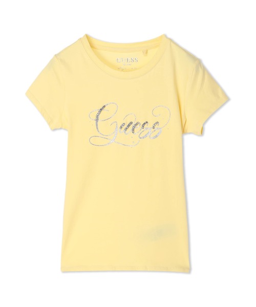 Guess（ゲス）の「Glitzy Logo Tee（Tシャツ/カットソー・レディース・ホワイト/グリーン/ライトピンク/イエロー・SMALL/MEDIUM/X-SMALL）」の3枚目の写真