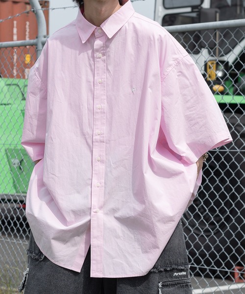 Perushu（ペルーシュ）の「ビッグシルエットワンポイントシャツ（シャツ/ブラウス・メンズ・オフホワイト/ピンク/イエロー/ブルー・MEDIUM/LARGE）」の4枚目の写真