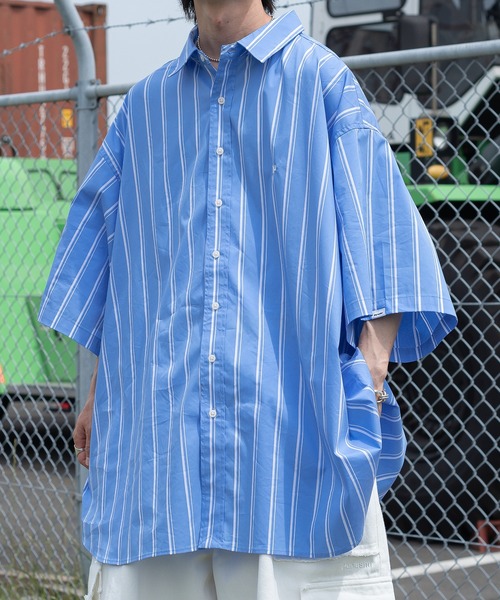 Perushu（ペルーシュ）の「ビッグシルエットワンポイントシャツ（シャツ/ブラウス・メンズ・オフホワイト/ピンク/イエロー/ブルー・MEDIUM/LARGE）」の2枚目の写真