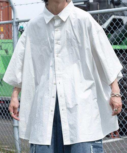 Perushu（ペルーシュ）の「ビッグシルエットワンポイントシャツ（シャツ/ブラウス・メンズ・オフホワイト/ピンク/イエロー/ブルー・MEDIUM/LARGE）」の14枚目の写真