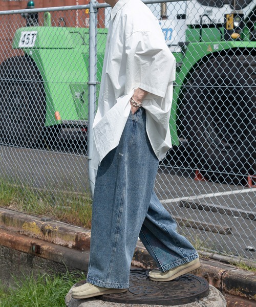 Perushu（ペルーシュ）の「ビッグシルエットワンポイントシャツ（シャツ/ブラウス・メンズ・オフホワイト/ピンク/イエロー/ブルー・MEDIUM/LARGE）」の11枚目の写真