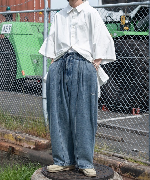 Perushu（ペルーシュ）の「ビッグシルエットワンポイントシャツ（シャツ/ブラウス・メンズ・オフホワイト/ピンク/イエロー/ブルー・MEDIUM/LARGE）」の21枚目の写真