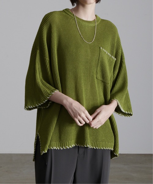 LB25SS-KNTE03 ハンドステッチクラッシュドサマーニット GREEN LB25SS-KNTE03 | ハンドステッチクラッシュドサマーニット