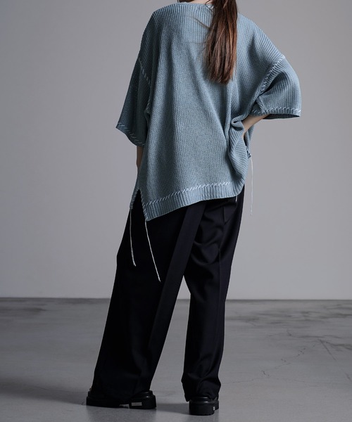 Loose/ルース(ルース)の「ハンドステッチ ライトシアーメッシュ オーバーニット(ニット/セーター・メンズ・グレー/ダークグレー/イエロー系/ホワイト/ライトグリーン/ブラック/ライトブルー・S/M/L)」の20枚目の写真