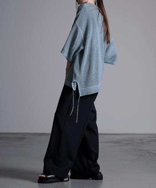 Loose/ルース(ルース)の「ハンドステッチ ライトシアーメッシュ オーバーニット(ニット/セーター・メンズ・グレー/ダークグレー/イエロー系/ホワイト/ライトグリーン/ブラック/ライトブルー・S/M/L)」の21枚目の写真