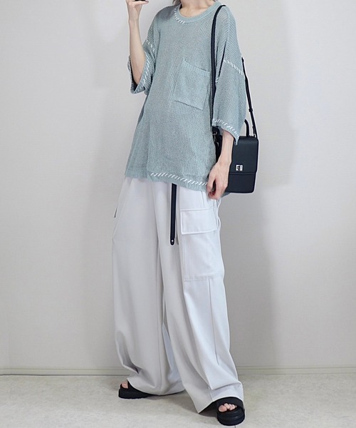 Loose/ルース(ルース)の「ハンドステッチ ライトシアーメッシュ オーバーニット(ニット/セーター・メンズ・グレー/ダークグレー/イエロー系/ホワイト/ライトグリーン/ブラック/ライトブルー・S/M/L)」の17枚目の写真