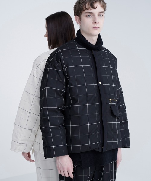 CULLNI（クルニ）の「22-AW-008 / Window pane Check Collarless Down