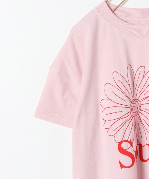 LOWRYS FARM（ローリーズファーム）の「フラワーシシュウＴシャツ　288373（Tシャツ/カットソー・キッズ・オフホワイト/ピンク/アイボリー・110cm/120cm/130cm/140cm/150cm）」の4枚目の写真