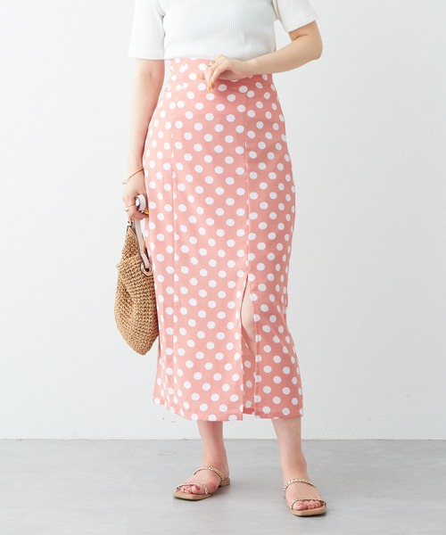 natural couture（ナチュラルクチュール）の「シルエットにもこだわった コインドットスリットスカート（スカート・レディース・ブラック/グリーン/ピンク・FREE）」の17枚目の写真