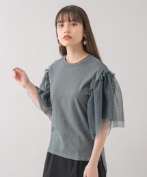 Paradise Picnic | she mo shelly チュール袖Tシャツ(Tシャツ/カットソー)