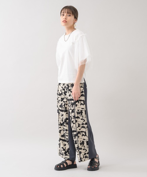 Paradise Picnic（パラダイスピクニック）の「she mo shelly チュール袖Tシャツ（Tシャツ/カットソー・レディース・ブラック/ホワイト/グリーン・FREE）」の20枚目の写真