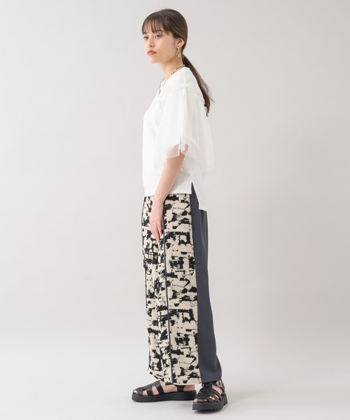 Paradise Picnic（パラダイスピクニック）の「she mo shelly チュール袖Tシャツ（Tシャツ/カットソー・レディース・ブラック/ホワイト/グリーン・FREE）」の8枚目の写真