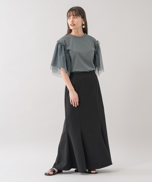 Paradise Picnic（パラダイスピクニック）の「she mo shelly チュール袖Tシャツ（Tシャツ/カットソー・レディース・ブラック/ホワイト/グリーン・FREE）」の22枚目の写真