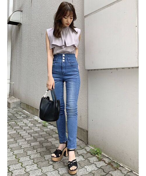 dazzlin（ダズリン）の「デニムハイウエストスキニーパンツ（デニムパンツ・レディース・ブルー/インディゴブルー・SMALL/MEDIUM/LARGE）」の6枚目の写真