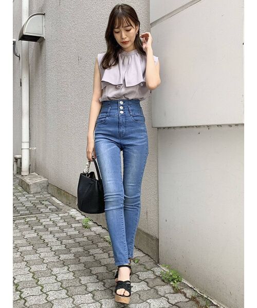 dazzlin（ダズリン）の「デニムハイウエストスキニーパンツ（デニムパンツ・レディース・ブルー/インディゴブルー・SMALL/MEDIUM/LARGE）」の7枚目の写真