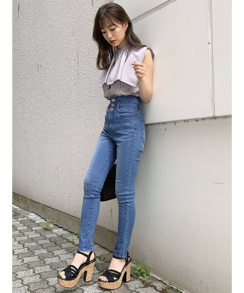 dazzlin（ダズリン）の「デニムハイウエストスキニーパンツ（デニムパンツ・レディース・ブルー/インディゴブルー・SMALL/MEDIUM/LARGE）」の8枚目の写真