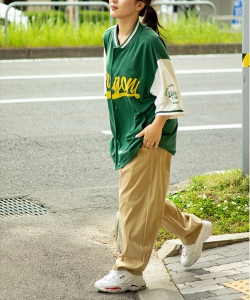 SUGGESTION（サジェッション）の「SUGGESTION ワイドシルエット ロゴ 半袖スタジャン（スタジャン・メンズ・ホワイト/グリーン/ネイビー/ブラック・M/L）」の20枚目の写真
