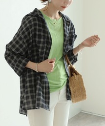 reca | フード付きBIG7分袖シャツ(シャツ/ブラウス)