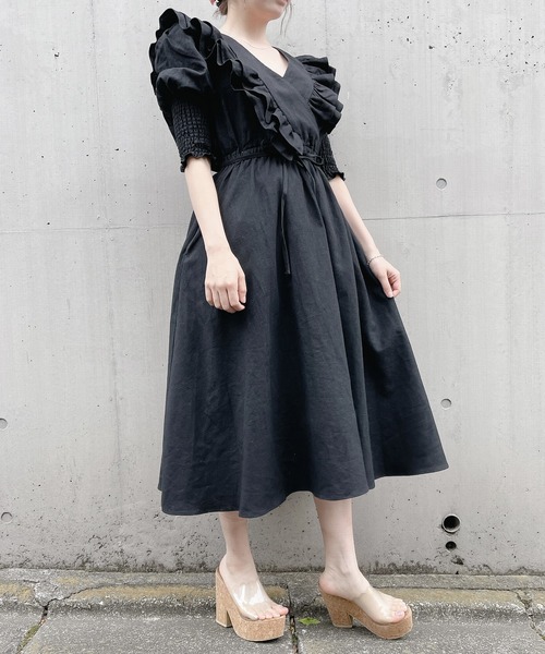 PAIN（ペイン）の「フリルリネンロングワンピース（ワンピース・レディース・ホワイト/ブラック・FREE）」の16枚目の写真