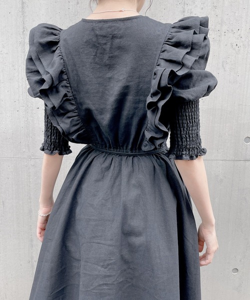 PAIN（ペイン）の「フリルリネンロングワンピース（ワンピース・レディース・ホワイト/ブラック・FREE）」の14枚目の写真