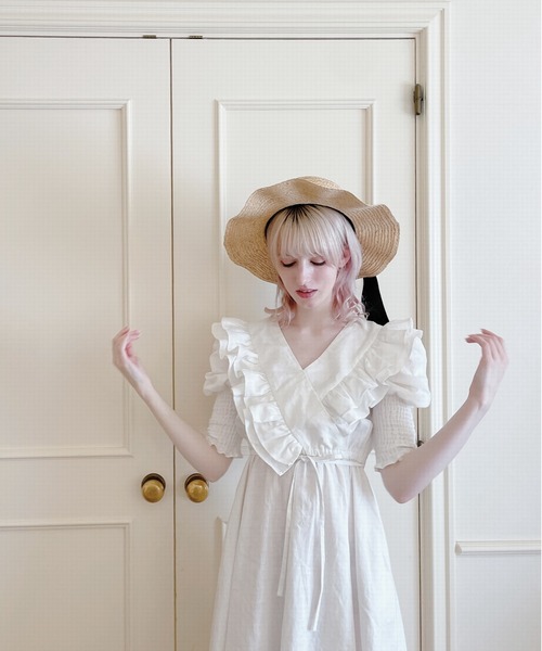 PAIN（ペイン）の「フリルリネンロングワンピース（ワンピース・レディース・ホワイト/ブラック・FREE）」の18枚目の写真