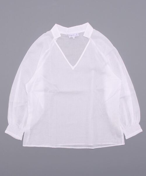 agnes b.(アニエスベー)の「KD66 CHEMISE サッカーチェックブラウス(シャツ/ブラウス・レディース・ホワイト・1/2/3)」の1枚目の写真